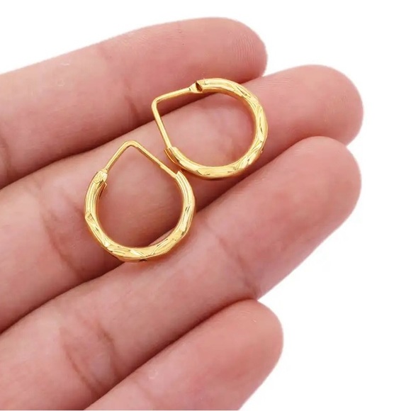 COPY - Hoop Earrings, Gold Hoop Earrings, Dainty Hoop Earrings, Wedding Gold Ea… - Picture 3 of 7